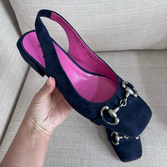 FERCA 81 Made In Italy Suede Sling Back Heels With Metal Horsebit - Picture 15 of 16